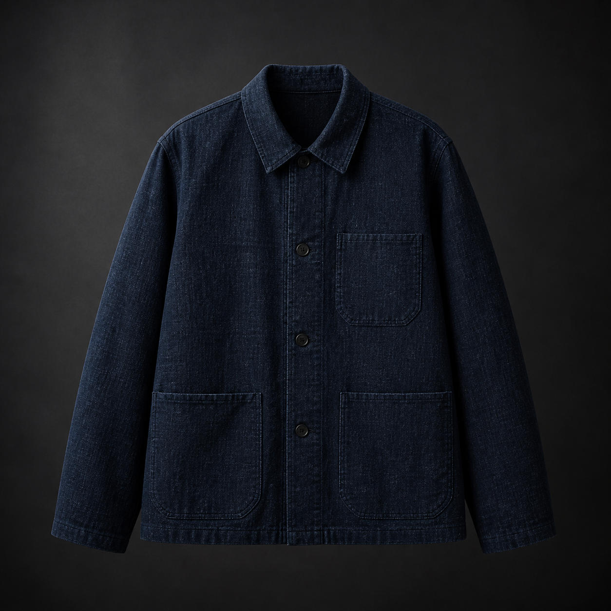 Illustrative dark indigo chore jacket